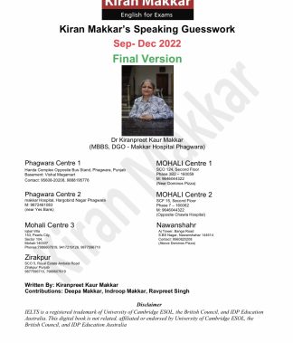 Makkar IELTS Speaking Guesswork Sep-Dec 2022