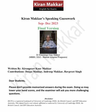 Makkar IELTS Speaking Sep-Dec 2023