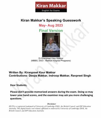 Makkar IELTS Speaking May-Aug 2023